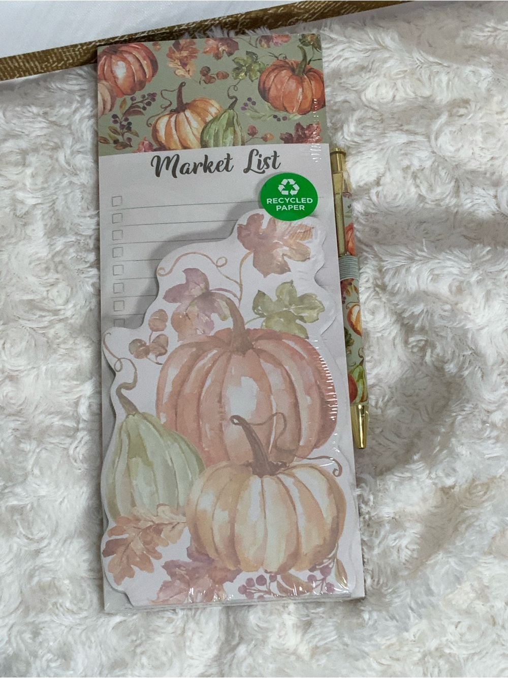 Autumn Pumpkins Market List Notepad - White & Cream